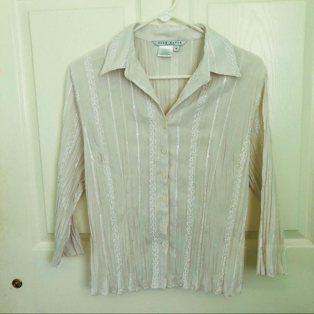 Fred David Ivory Stretch Blouse